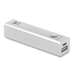 Aluminium power bank,  2,200 mAh matt silver colour main view