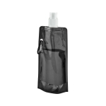 Foldable drinking bottle made of PE carabiner, 460 ml, Clip black colour