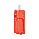 Foldable drinking bottle made of PE carabiner, 460 ml, Clip red colour