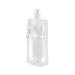 Foldable drinking bottle made of PE carabiner, 460 ml, Clip white colour