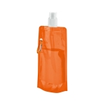 Foldable drinking bottle made of PE carabiner, 460 ml, Clip orange colour