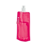 Foldable drinking bottle made of PE carabiner, 460 ml, Clip pink colour