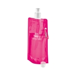 Foldable drinking bottle made of PE carabiner, 460 ml, Clip pink colour image with logo 4