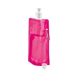 Foldable drinking bottle made of PE carabiner, 460 ml, Clip pink colour third view