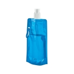 Foldable drinking bottle made of PE carabiner, 460 ml, Clip light blue colour