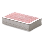 Classic deck of cards in a plastic box red colour third view