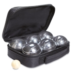 Boules game with metal balls in a bag for events black colour