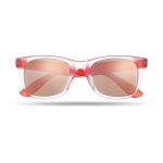 Sunglasses with mirrored lenses for events, UV400 protection red colour