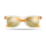 Sunglasses with mirrored lenses for events, UV400 protection orange colour