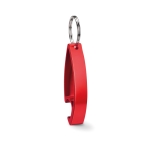 Aluminium bottle opener with keyring in glossy colours red colour