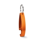 Aluminium bottle opener with keyring in glossy colours orange colour