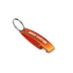 Aluminium bottle opener with keyring in glossy colours orange colour second main view