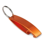 Aluminium bottle opener with keyring in glossy colours orange colour third view