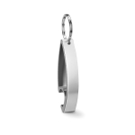 Aluminium bottle opener with keyring in glossy colours silver colour