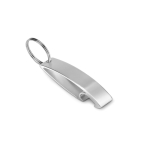 Aluminium bottle opener with keyring in glossy colours silver colour second view