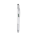 Multifunctional ballpoint pen with mini spirit level matt silver colour