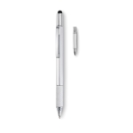 Multifunctional ballpoint pen with mini spirit level matt silver colour second view