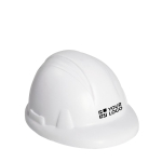 Promotional anti-stress ball in the shape of a helmet in white white colour view with print area