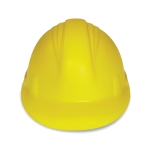 Promotional anti-stress ball in the shape of a helmet in white yellow colour