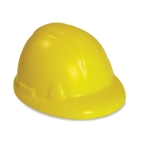 Promotional anti-stress ball in the shape of a helmet in white yellow colour second view