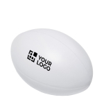 Anti-stress rugby ball white colour view with print area