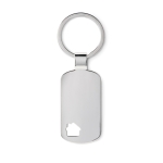 Metal keyring with house detail corner matt silver colour second view