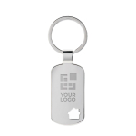 Metal keyring with house detail corner view with print area