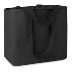 Shopping bag made of 600D polyester with inner compartment black colour