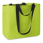 Shopping bag made of 600D polyester with inner compartment lime colour