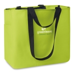 Shopping bag made of 600D polyester with inner compartment lime colour main view