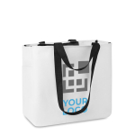 Shopping bag made of 600D polyester with inner compartment view with print area