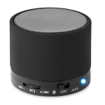 Round Bluetooth speaker with coloured LEDs black colour