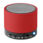 Round Bluetooth speaker with coloured LEDs red colour