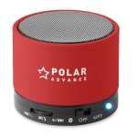 Round Bluetooth speaker with coloured LEDs red colour second main view