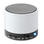 Round Bluetooth speaker with coloured LEDs white colour