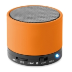 Round Bluetooth speaker with coloured LEDs orange colour