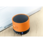 Round Bluetooth speaker with coloured LEDs orange colour fifth ambient view 2