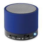 Round Bluetooth speaker with coloured LEDs royal blue colour