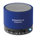 Round Bluetooth speaker with coloured LEDs royal blue colour main view