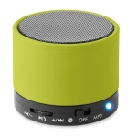 Round Bluetooth speaker with coloured LEDs lime colour