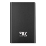 Flat power bank made of aluminium, 4,000 mAh black colour second main view