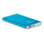 Flat power bank made of aluminium, 4,000 mAh blue colour second main view