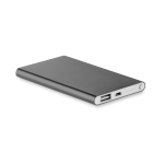 Flat power bank made of aluminium, 4,000 mAh titanium colour