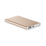 Flat power bank made of aluminium, 4,000 mAh champagne colour