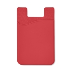 Silicone card holder with sticky tape for promotions red colour