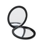 Pocket mirror with normal & magnifying mirror, rubber housing black colour