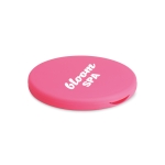 Pocket mirror with normal & magnifying mirror, rubber housing fuchsia colour second main view