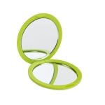 Pocket mirror with normal & magnifying mirror, rubber housing lime colour