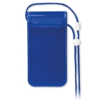 Waterproof PVC smartphone case with strap for the outdoors transparent blue colour