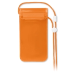 Waterproof PVC smartphone case with strap for the outdoors transparent orange colour